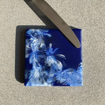 Sold Home Made Blue Ceramic Coasters | Set Of Four, 3 of 8