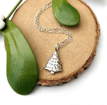 Personalised Sterling Silver Christmas Tree And Initial Star Necklace, 2 of 12