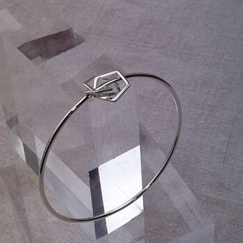 Sterling Silver Bangle With Geometric Charms, 8 of 10