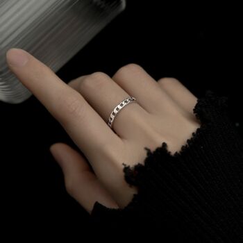 Sterling Silver Chain Link Design Adjustable Ring, 3 of 6