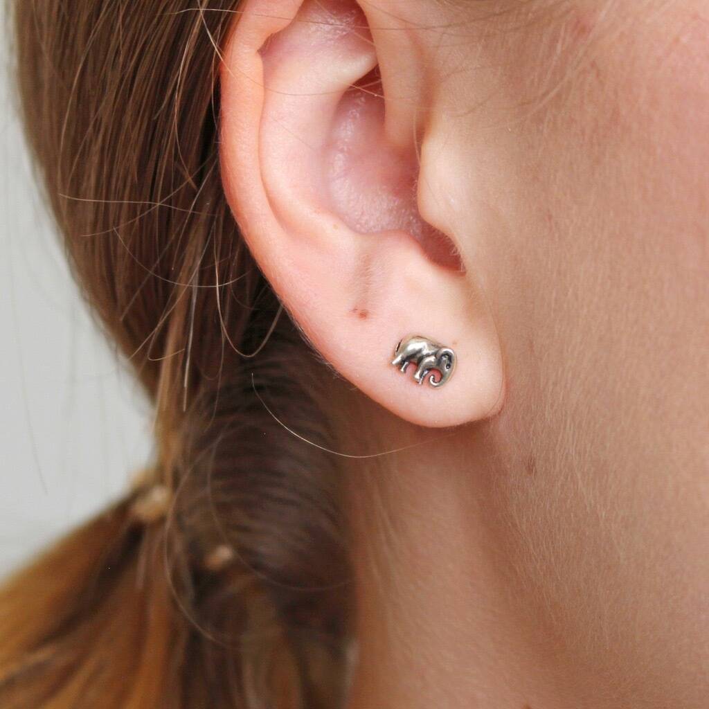 Sterling Silver Elephant Stud Earrings By Lisa Angel