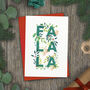 Fa La La Holly Foliage Christmas Card, thumbnail 1 of 2