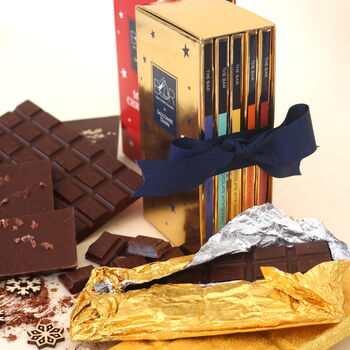 Organic Chocolate Selection In Gold Christmas Gift Box, 2 of 4