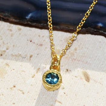 Blue Topaz Birthstone Rose Gold Plated Silver Necklace, 5 of 10