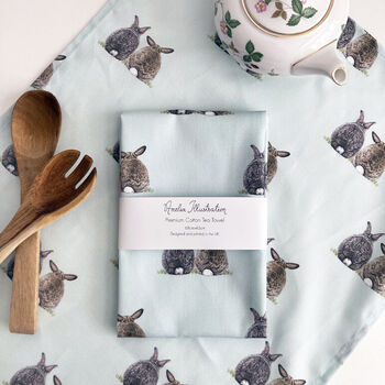 Bunny Rabbit Cotton Tea Towel, 2 of 5