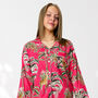 Giraffe And Leopard Print 100% Cotton Ladies Pyjamas In Pink, thumbnail 5 of 11
