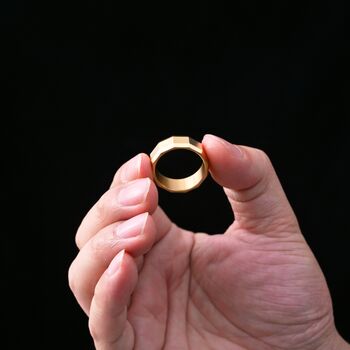 Customisable Gold Geometric Band Ring, M Ens 8 Mm Ring, 5 of 9