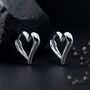 Sterling Silver Chunky Heart Hinged Hoop Earrings, thumbnail 3 of 8
