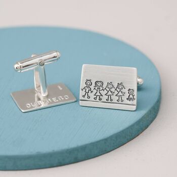 Personalised Cufflinks. Family Portrait Gift For Dad, 8 of 10