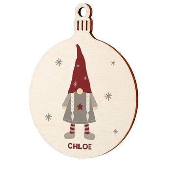 Personalised Christmas Gonk Wooden Bauble, 7 of 10