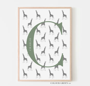 Personalised Giraffe Initial Print, 7 of 12