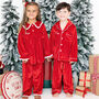 Girls Personalised Red Velvet Christmas Pyjamas, thumbnail 3 of 4