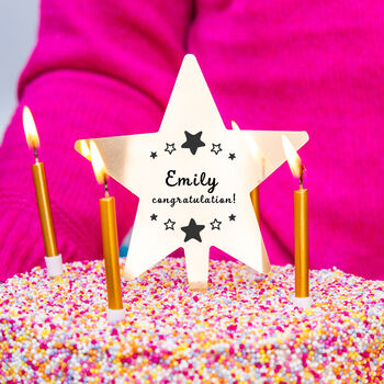 Personalised 'Congratulations' Gold Star Cake Topper, 2 of 7