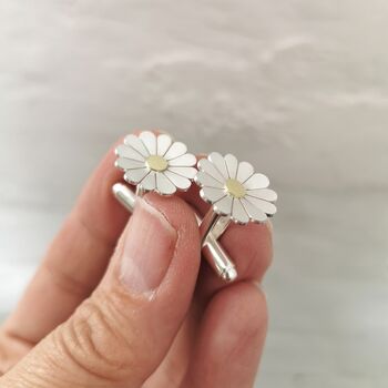 Daisy Cufflinks In Solid Silver And 18ct Gold, 3 of 7