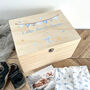 Personalised Blue Garland New Baby Keepsake Box, thumbnail 1 of 8