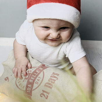 Baby's 1st Christmas Linen Milestone Stocking, 5 of 5