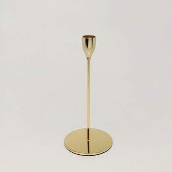 G Decor Verro Set Of Three Modern Gold Stainless Steel Candle Holders Sleek Weighted Dinner Candlesticks, 3 of 5
