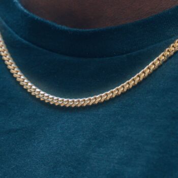 Gold Plated 4mm Miami Cuban Link 925 Sterling Silver Chain, 4 of 12