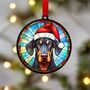 Doberman In Santa Hat Suncatcher Decoration, thumbnail 1 of 6