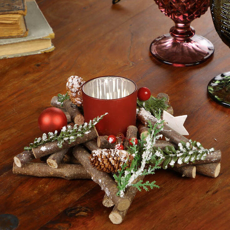Set Of Two Christmas Table Decoration Candle Holders By Dibor