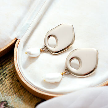 Baroque Pearl Mismatched Abstract Earrings, 2 of 4