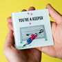 'You're A Keeper' Personalised Football Coaster, thumbnail 1 of 4