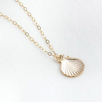Dainty 18 K Gold Filled Shell Clam Necklace, 4 of 6