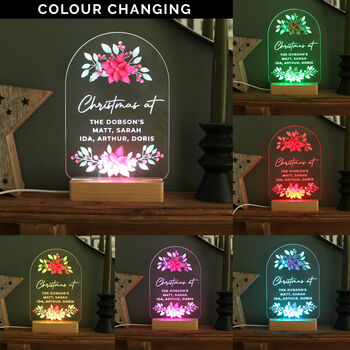 Personalised Christmas Poinsettia Wooden Based LED Christmas Light, 2 of 12