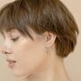 Black Tip Chain Drop Gold Plated Silver Threader Earrings, thumbnail 6 of 7
