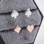 Card Suit Poker Set Stud Earrings In Sterling Silver, thumbnail 5 of 11