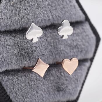 Card Suit Poker Set Stud Earrings In Sterling Silver, 5 of 11