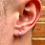Sterling Silver Patterned Huggie Hoop Earring For Men, thumbnail 6 of 10
