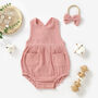 Organic Cotton Muslin Baby Romper And Headband Set, thumbnail 4 of 6