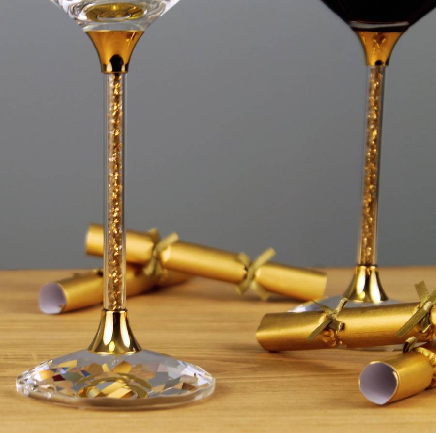 Swarovski Gold Crystal Wine Glasses - Decoralist