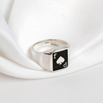 Personalised Sterling Silver Playing Card Signet Ring, 5 of 8