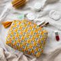 Saffron Yellow Floral Cotton Wash Bag, thumbnail 1 of 5