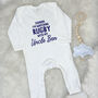 Watching Sport With Uncle Personalised Sports Babygrow, thumbnail 6 of 8