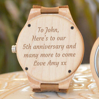 Personalised Ladies 5th Anniversary Bamboo Wristwatch, 2 of 5