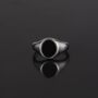 Black Onyx Oval Steel Silver Signet Ring For Men, thumbnail 5 of 12
