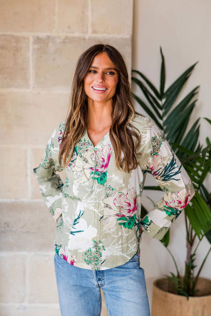 Indian Cotton Tropical Printed Top, 1 of 4