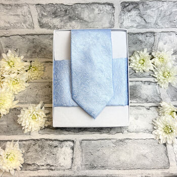 Cloudy Blue Paisley Wedding Tie Set, 5 of 6