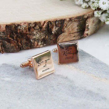Personalised Wedding Rose Gold Plated Cufflinks, 7 of 10