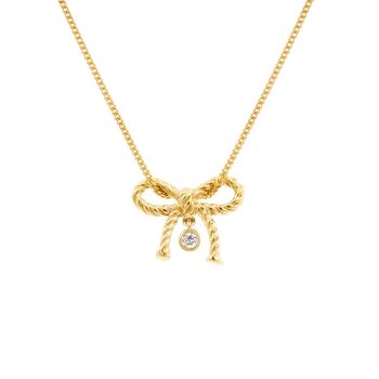 Diamond Bow Necklace Silver/Gold Vermeil, 3 of 5