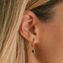 September Birthstone Sapphire Gold Plated Huggie Hoop Earrings, thumbnail 1 of 12