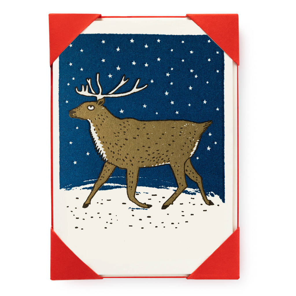 Pack Of Five Christmas Reindeer Cards By Heliotique  notonthehighstreet.com