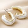 White Molten Pearlescent Hoop Earrings In Gold Plating, thumbnail 4 of 5