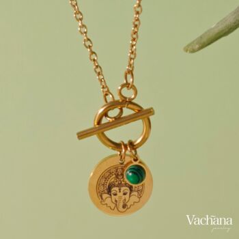Goddess Ganesha Malachite Pendant Necklace, 5 of 12