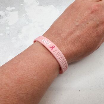 Pink Awareness Ribbon Bracelet Wristband, 2 of 8