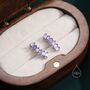 Sterling Silver Amethyst Purple Baguette Cz Stud Earrings, thumbnail 2 of 11