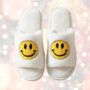 Happy Face Christmas Slippers White, thumbnail 1 of 5